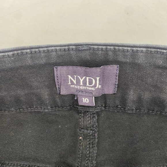 NYDJ Women's Size 10 Black Denim Cropped Wide Leg Trinity Button Fly Jeans Raw - Picture 8 of 14